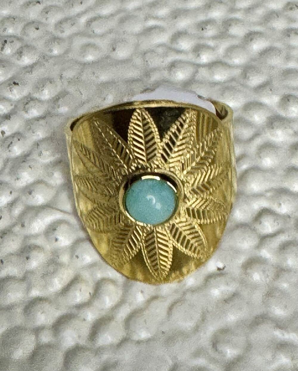 Plunder Turquoise And Gold Adjustable Ring New Without Tags